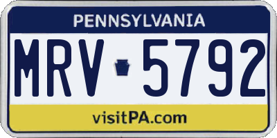 PA license plate MRV5792