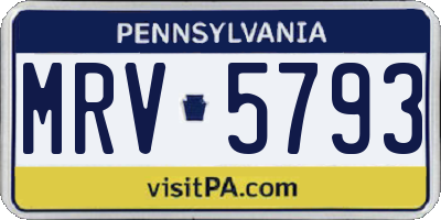 PA license plate MRV5793