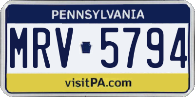PA license plate MRV5794
