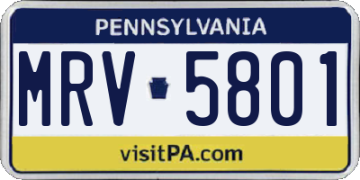 PA license plate MRV5801