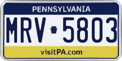 PA license plate MRV5803