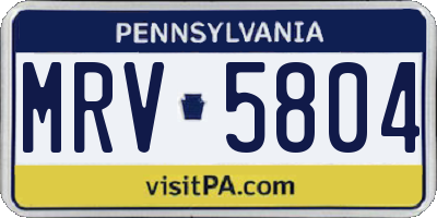 PA license plate MRV5804