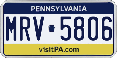 PA license plate MRV5806