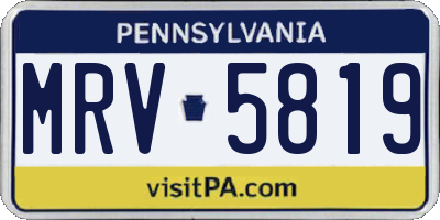 PA license plate MRV5819