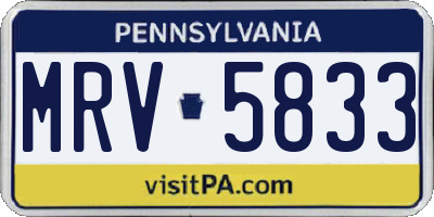 PA license plate MRV5833