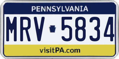 PA license plate MRV5834
