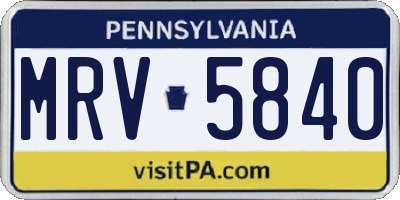 PA license plate MRV5840