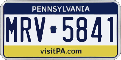 PA license plate MRV5841