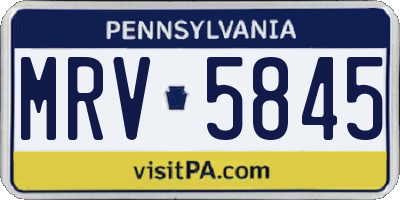PA license plate MRV5845