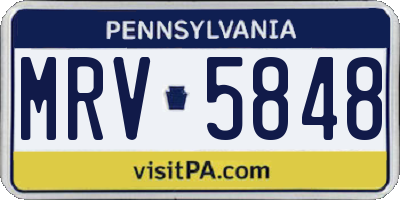 PA license plate MRV5848