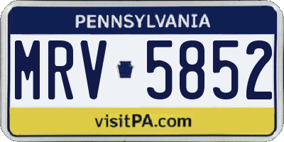 PA license plate MRV5852