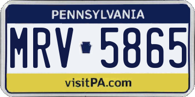 PA license plate MRV5865