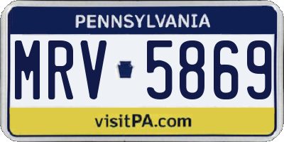 PA license plate MRV5869