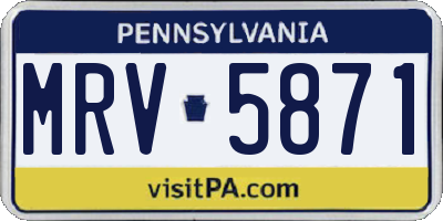 PA license plate MRV5871