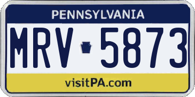 PA license plate MRV5873