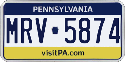 PA license plate MRV5874