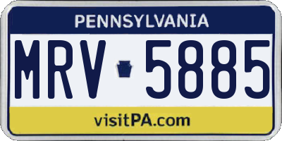 PA license plate MRV5885