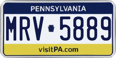 PA license plate MRV5889