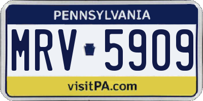 PA license plate MRV5909