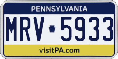 PA license plate MRV5933