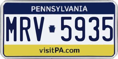 PA license plate MRV5935