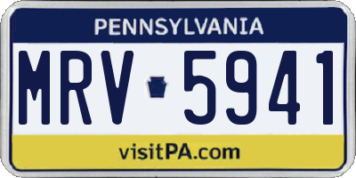 PA license plate MRV5941