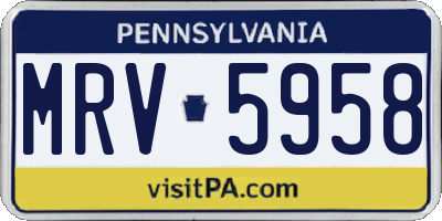 PA license plate MRV5958
