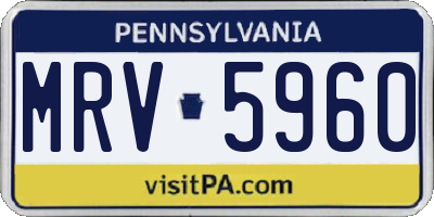 PA license plate MRV5960