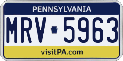 PA license plate MRV5963