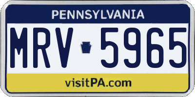 PA license plate MRV5965