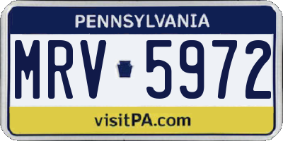PA license plate MRV5972