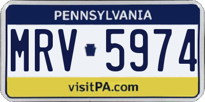 PA license plate MRV5974