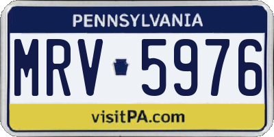 PA license plate MRV5976