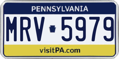 PA license plate MRV5979