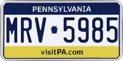PA license plate MRV5985