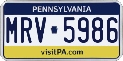 PA license plate MRV5986