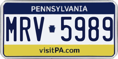 PA license plate MRV5989