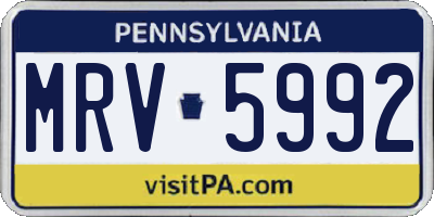 PA license plate MRV5992