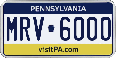 PA license plate MRV6000