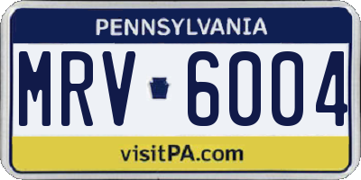 PA license plate MRV6004