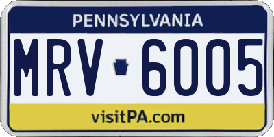 PA license plate MRV6005