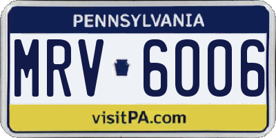 PA license plate MRV6006