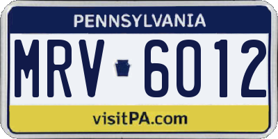 PA license plate MRV6012