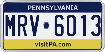 PA license plate MRV6013