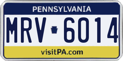 PA license plate MRV6014