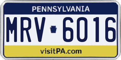 PA license plate MRV6016
