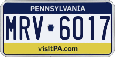 PA license plate MRV6017