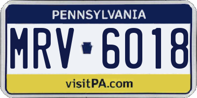 PA license plate MRV6018