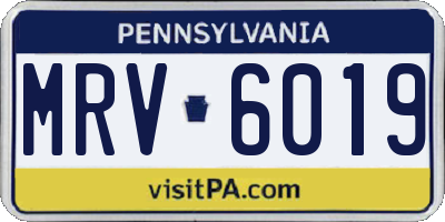 PA license plate MRV6019