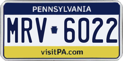 PA license plate MRV6022